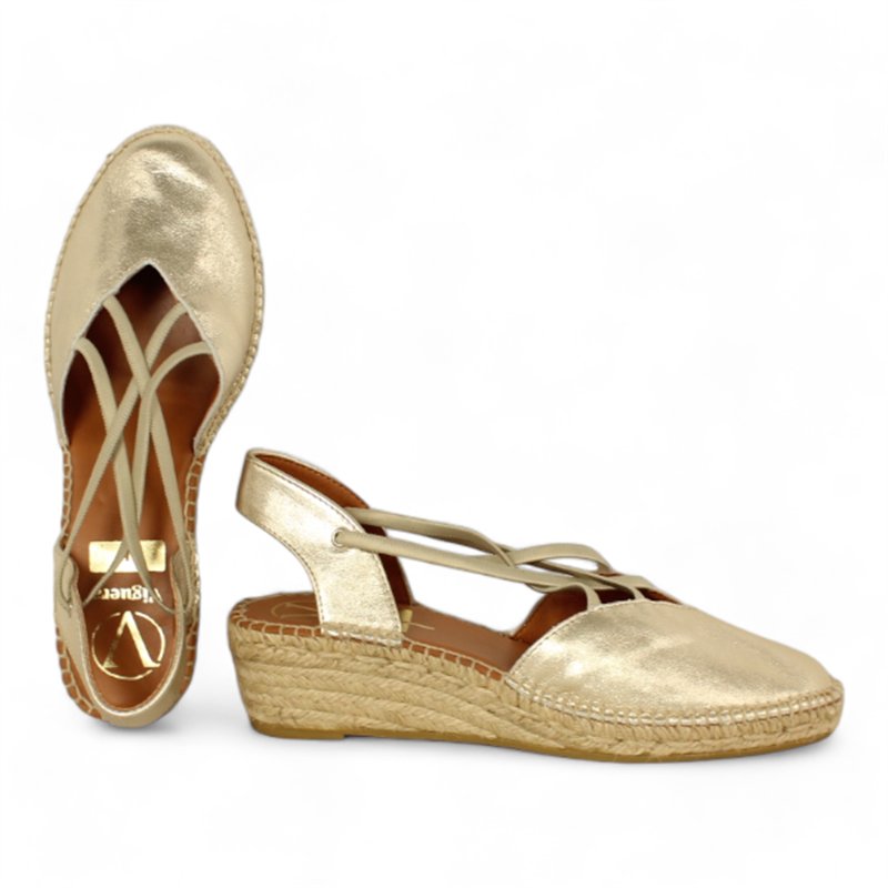 alpargata cuña yute con elasticos fabricada en españa