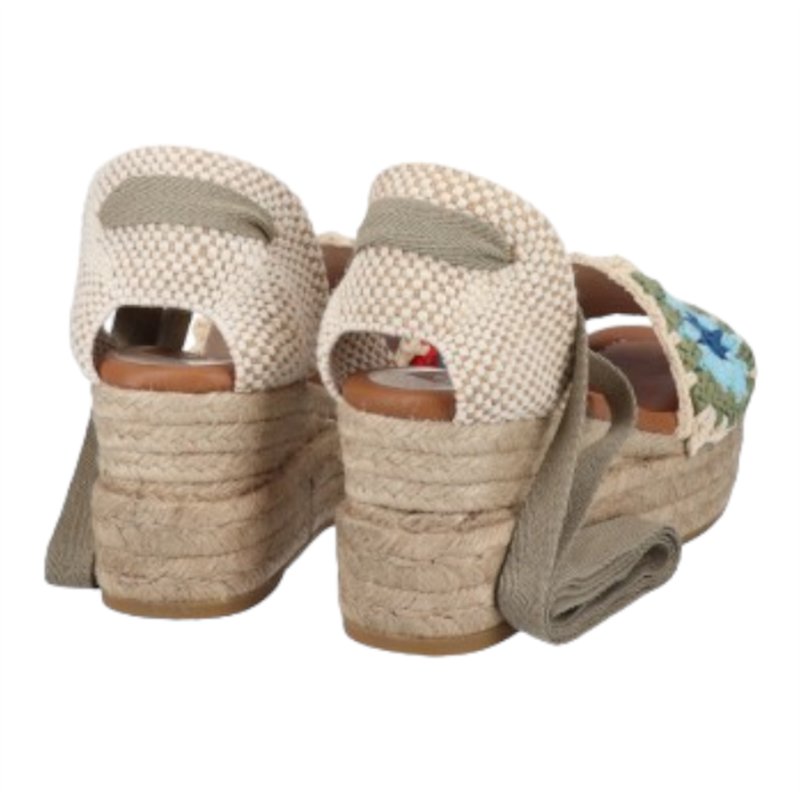 alapargata cuña yute con plataforma con tejido fantasia fabricada en españa