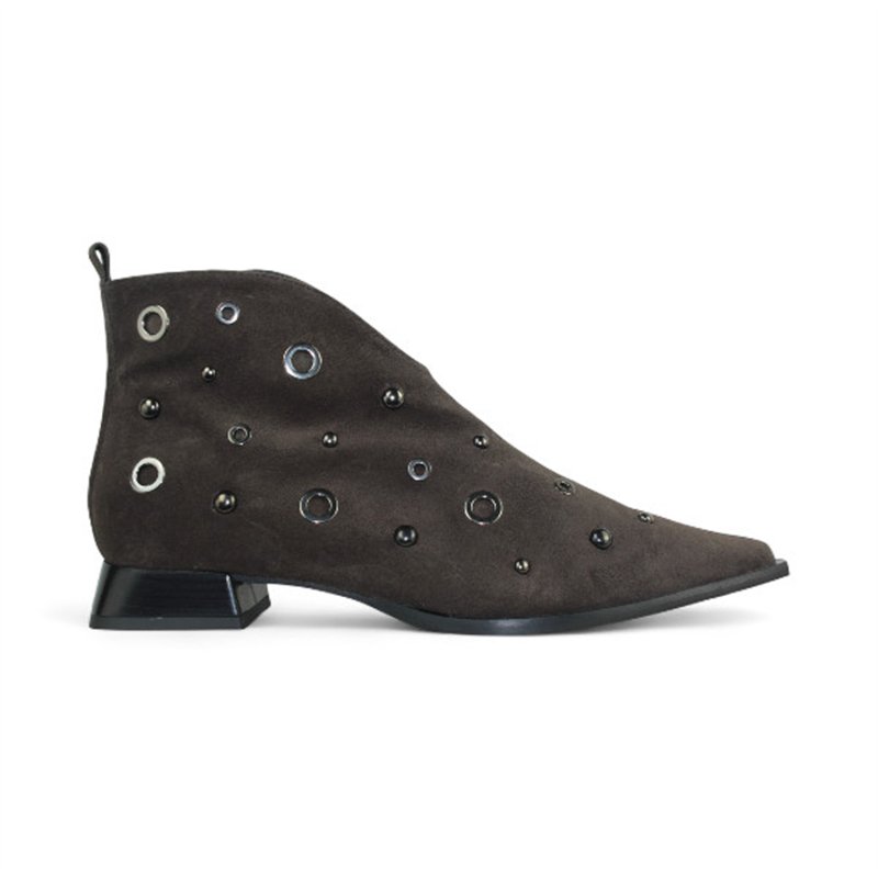 botin piel velour tacon 4 cm con ojetes metal