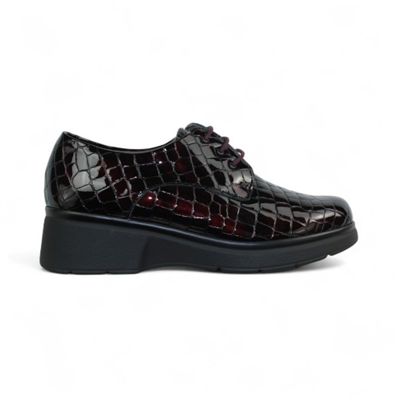 zapato cordon piel efecto coco brillo piso bloque goma