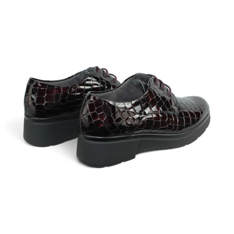 zapato cordon piel efecto coco brillo piso bloque goma