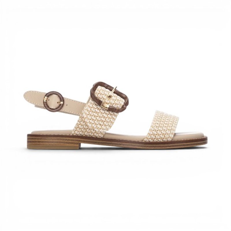 sandalia textil con hebilla carey