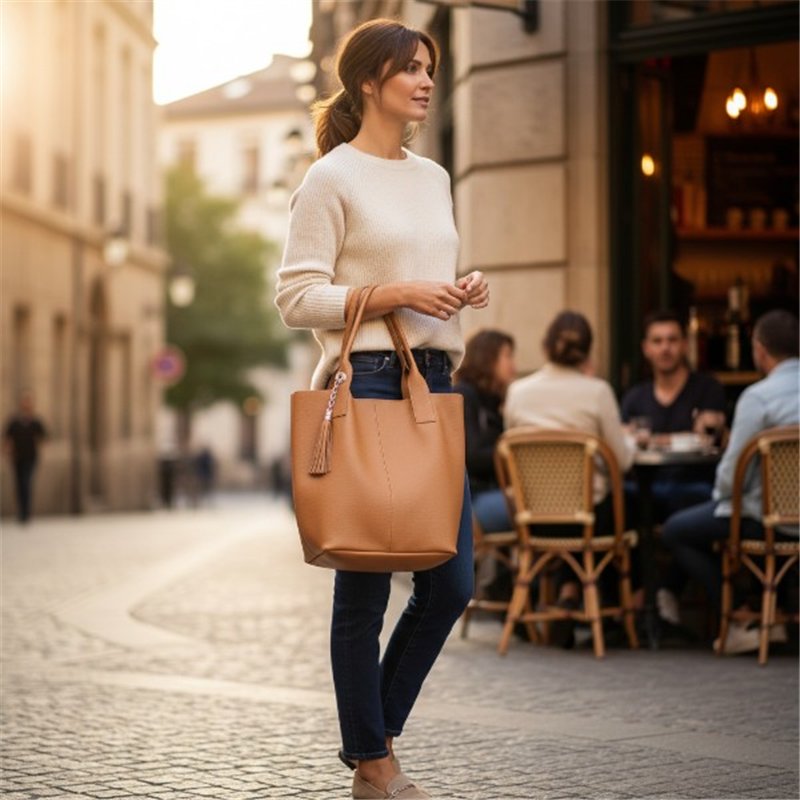 Bolsa pompón piel
