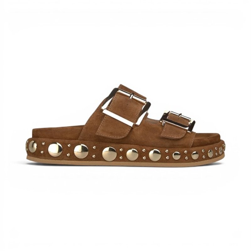 Alma en pena sandalia 2 hebillas tachas camel
