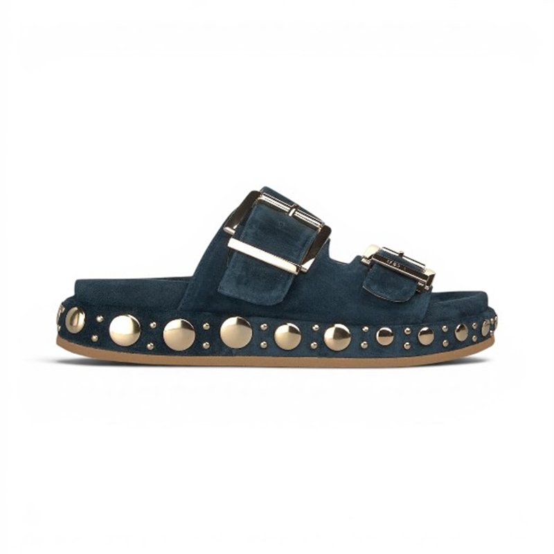Alma en pena sandalia 2 hebillas tachas azul