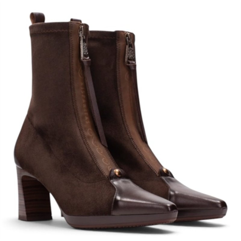 Hispanitas Botin Bangkok cremallera marron