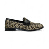 zapato mocasin piso flexible piel print leopardo modelo xela
