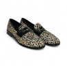 zapato mocasin piso flexible piel print leopardo modelo xela
