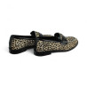 zapato mocasin piso flexible piel print leopardo modelo xela