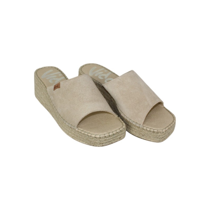 Vidorreta zueco cuña yute piel velour