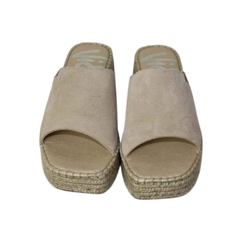 Vidorreta zueco cuña yute piel velour
