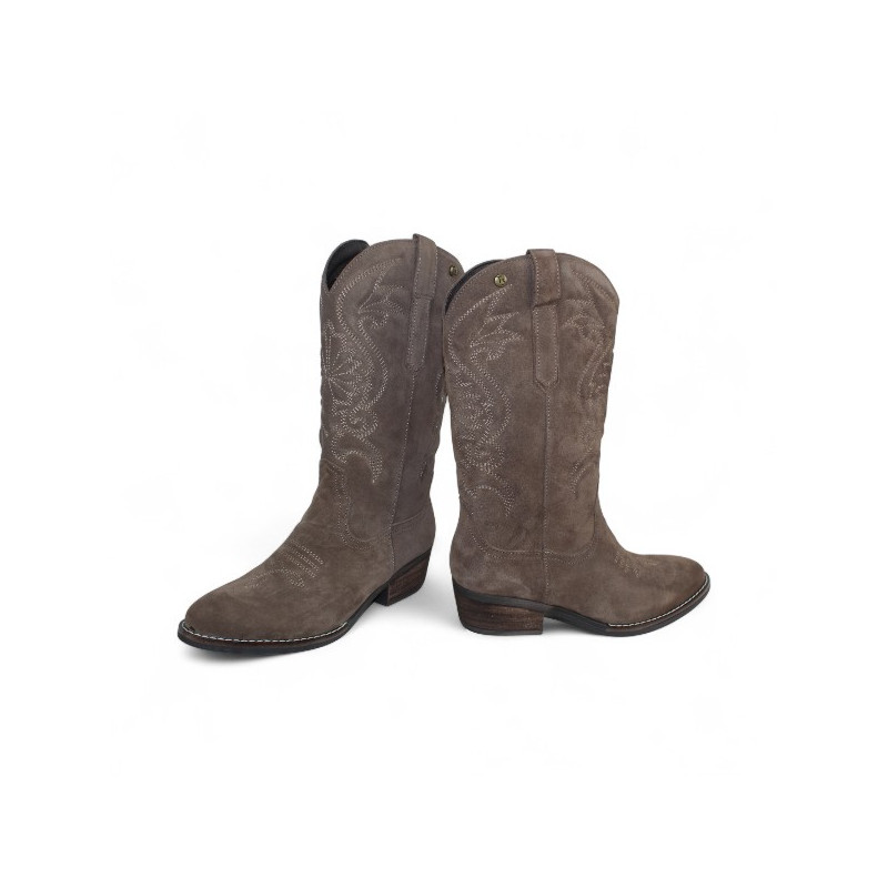 bota cowboy piel velour