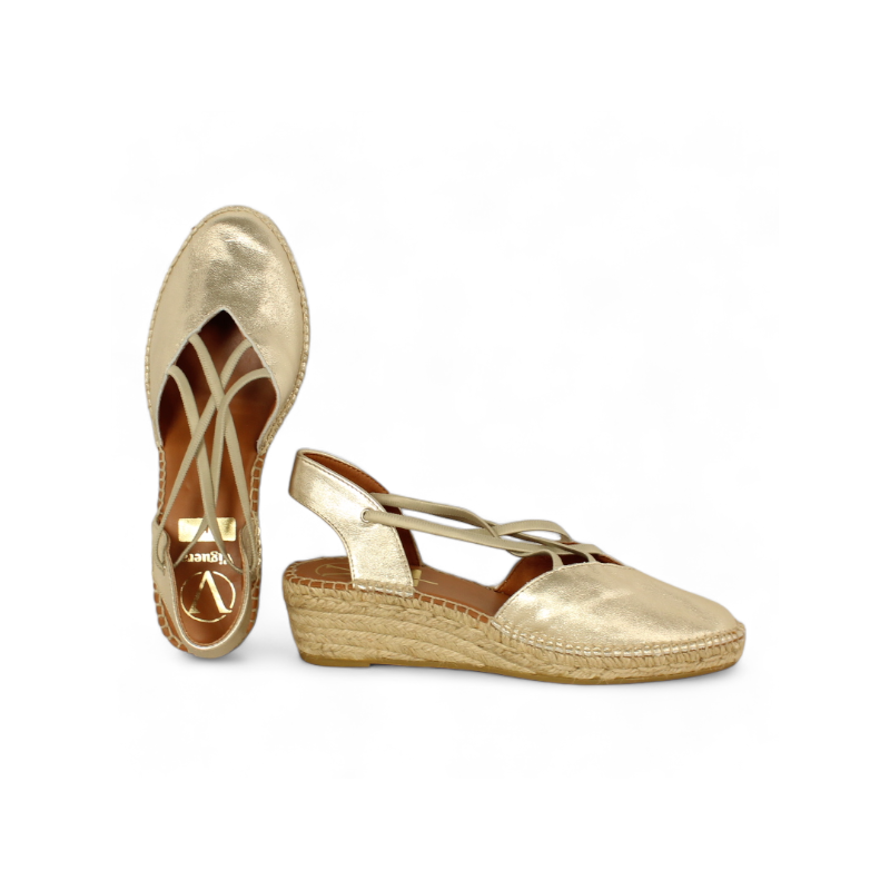 alpargata cuña yute con elasticos fabricada en españa