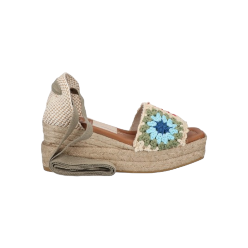 alapargata cuña yute con plataforma con tejido fantasia fabricada en españa