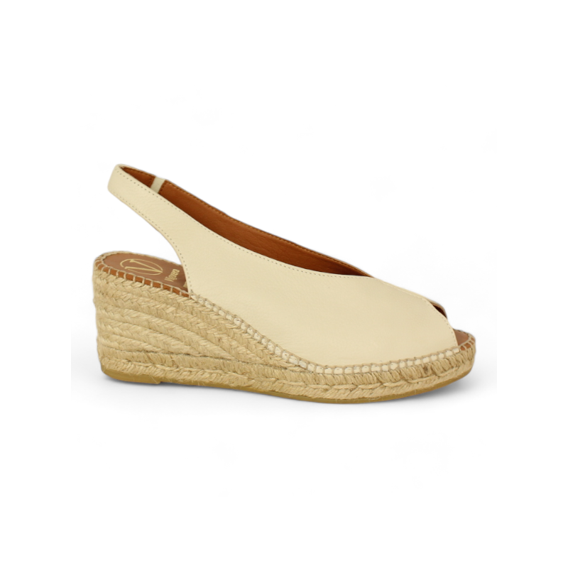alpargata abierta puntera y talon cuña yute 5 cuerdas fabricada en españa