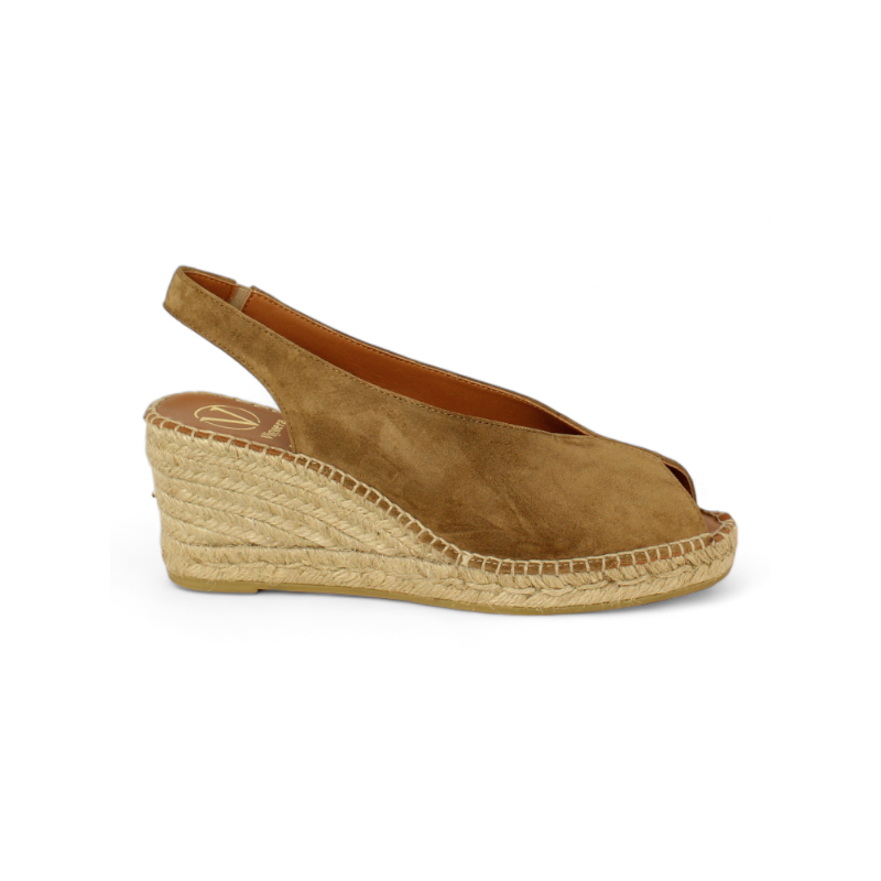 alpargata abierta puntera y talon cuña yute 5 cuerdas fabricada en españa