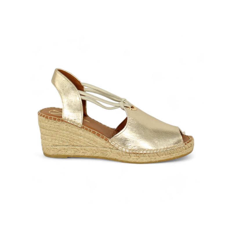 alpargata cuña yute con 5 cuerdas y cierre elasticos fabricada en españa