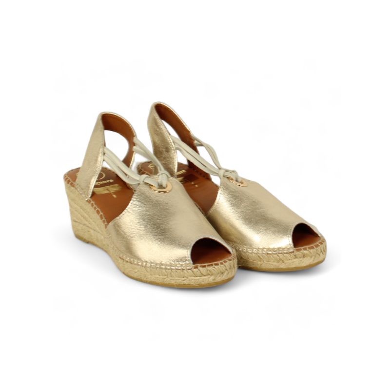 alpargata cuña yute con 5 cuerdas y cierre elasticos fabricada en españa