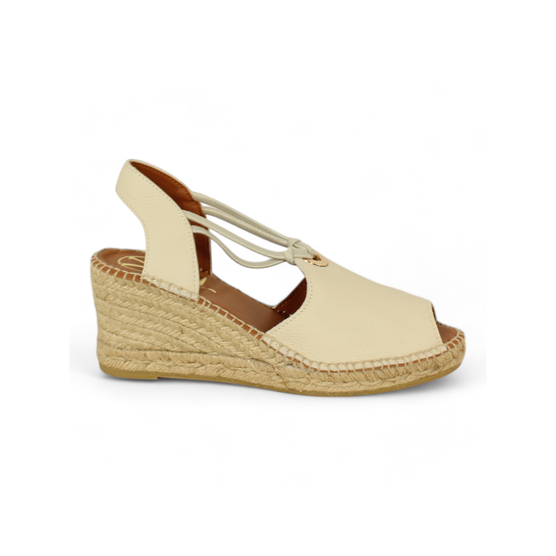 alpargata cuña yute con 5 cuerdas y cierre elasticos fabricada en españa