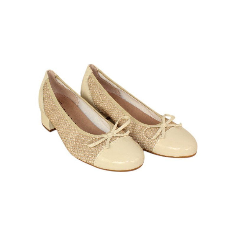 bailarina tacon 3 cm combinada con rejilla