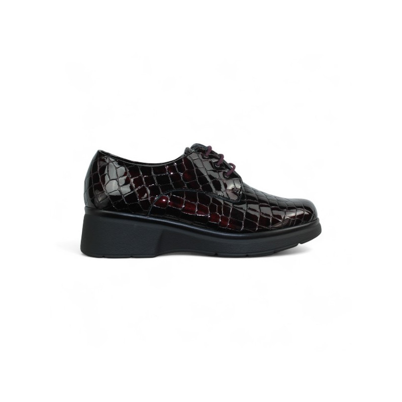 zapato cordon piel efecto coco brillo piso bloque goma