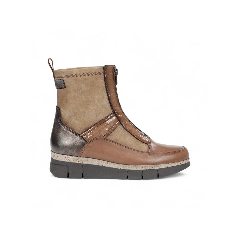 botin casual cuña pìeles combinadas con cremallera central