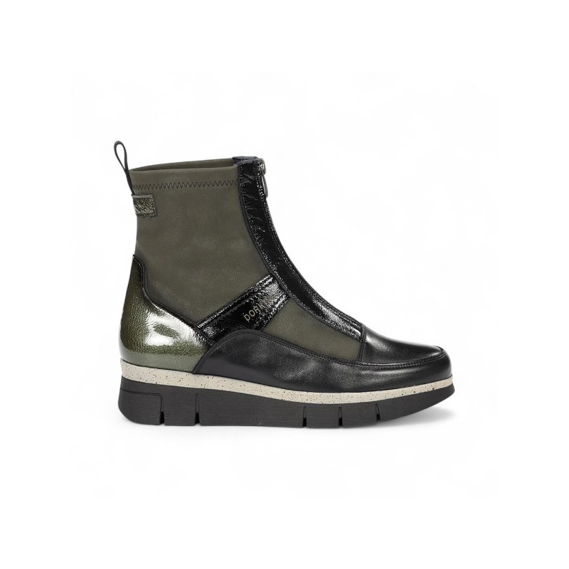 botin casual cuña pìeles combinadas con cremallera central