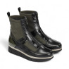 botin casual cuña pìeles combinadas con cremallera central