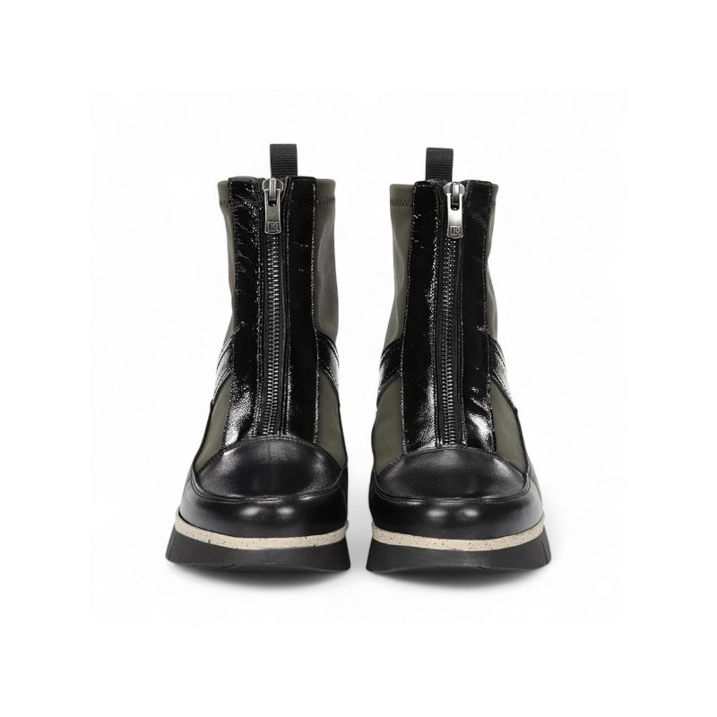 botin casual cuña pìeles combinadas con cremallera central