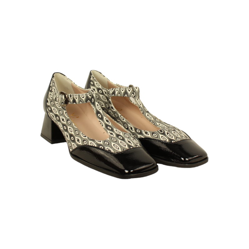 zapato mercedes combinado piel fantasia tacon 4cm