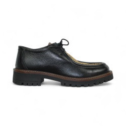 zapato tipo walabee combinado piel pelo print leopardo modelo yakka print