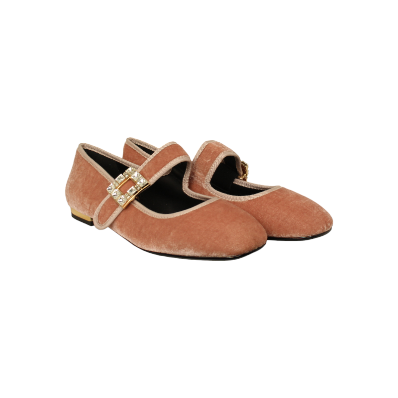zapato mercedes terciopelo con tacon cromado