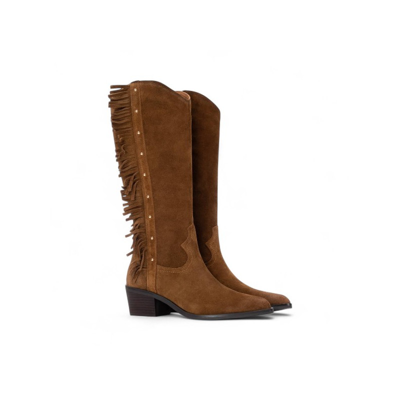 bota cowboy con flecos
