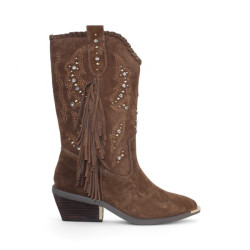 Bota cowboy flecos camel