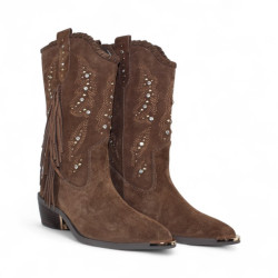 Bota cowboy flecos camel