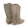 Bota cowboy flecos taupe