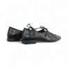zapato con cordon tacon 3 con adornos metal y piso goma flexible