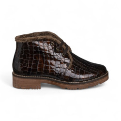 botin cordon piel charol grabado coco