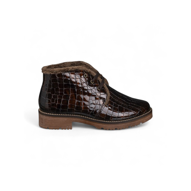 botin cordon piel charol grabado coco