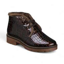 botin cordon piel charol grabado coco