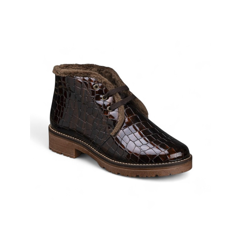 botin cordon piel charol grabado coco