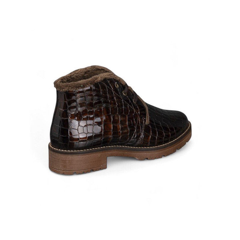 botin cordon piel charol grabado coco