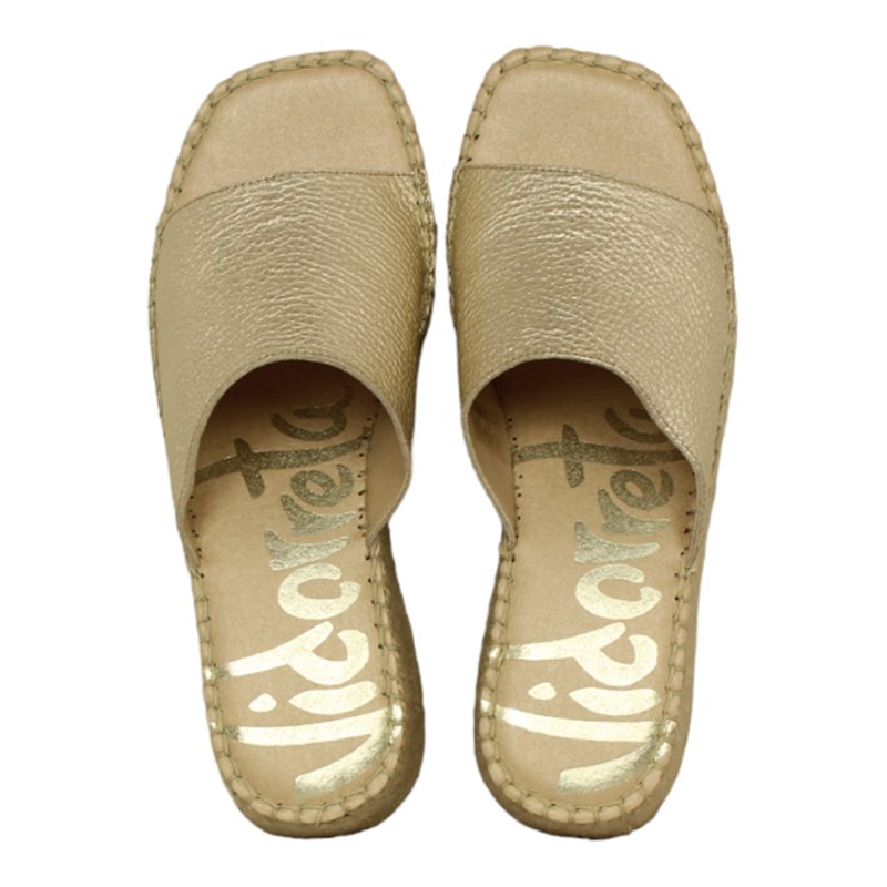 zueco piso yute y punta cuadrada fabricado en españa piel laminada metal