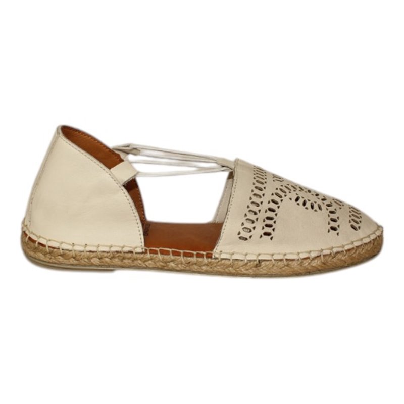 alpargata piso yute con elasticos y piel calados