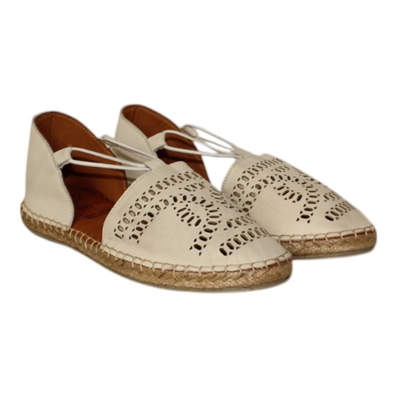 alpargata piso yute con elasticos y piel calados