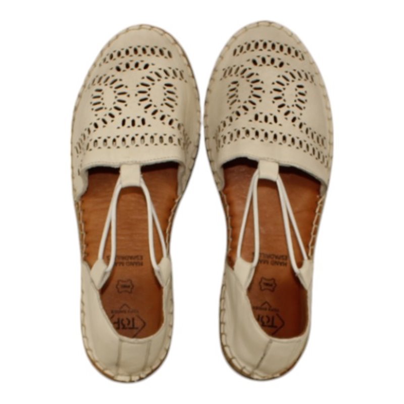 alpargata piso yute con elasticos y piel calados