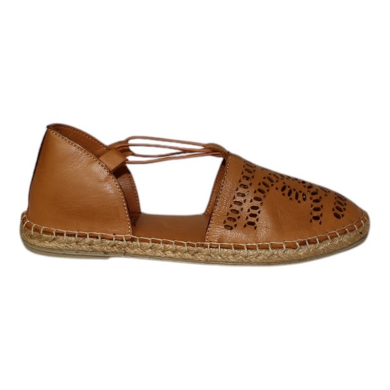alpargata piso yute con elasticos y piel calados