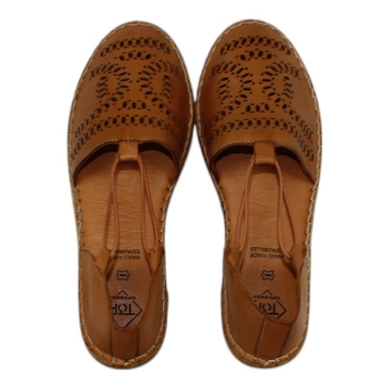 alpargata piso yute con elasticos y piel calados