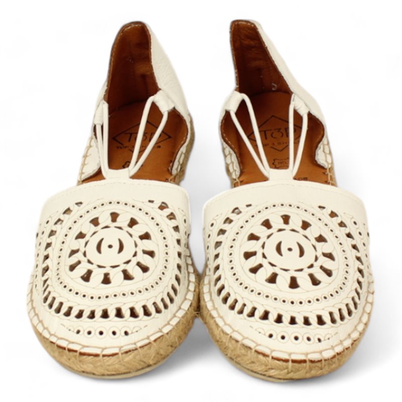 elasticos con piso yute y adorno troquelado