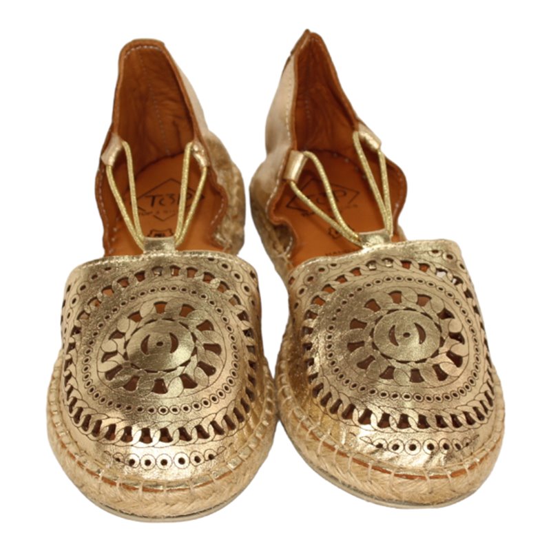 elasticos con piso yute y adorno troquelado